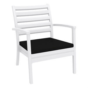 Compamia Artemis XL Club Chair in White with Acrylic Fabric Black Cushions