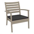 Compamia Artemis XL Club Chair in Taupe with Acrylic Fabric Charcoal Cushions