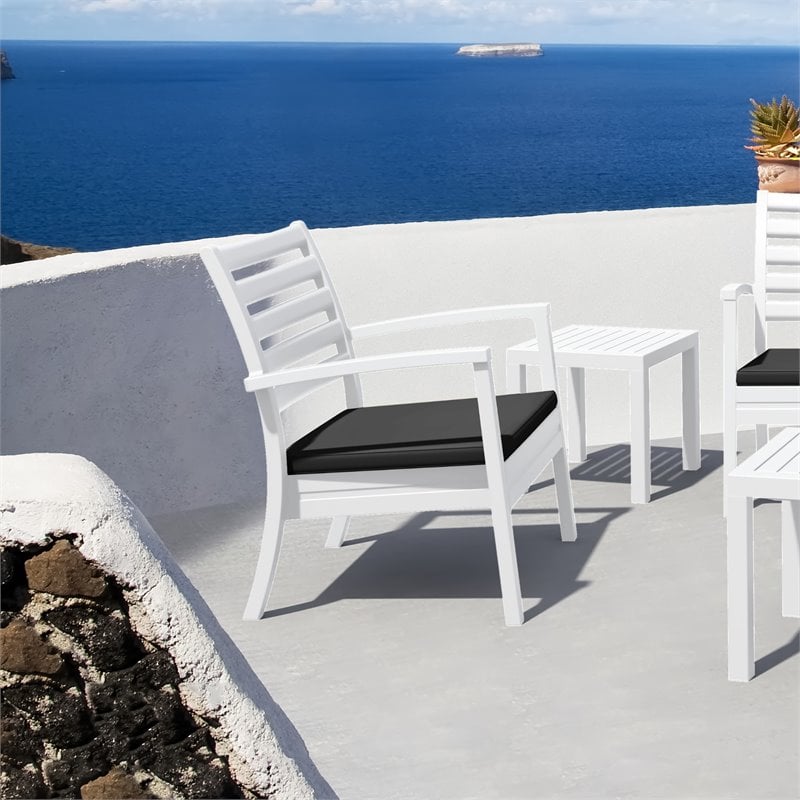 Compamia Artemis XL Club Chair in White with Acrylic Fabric Charcoal Cushions