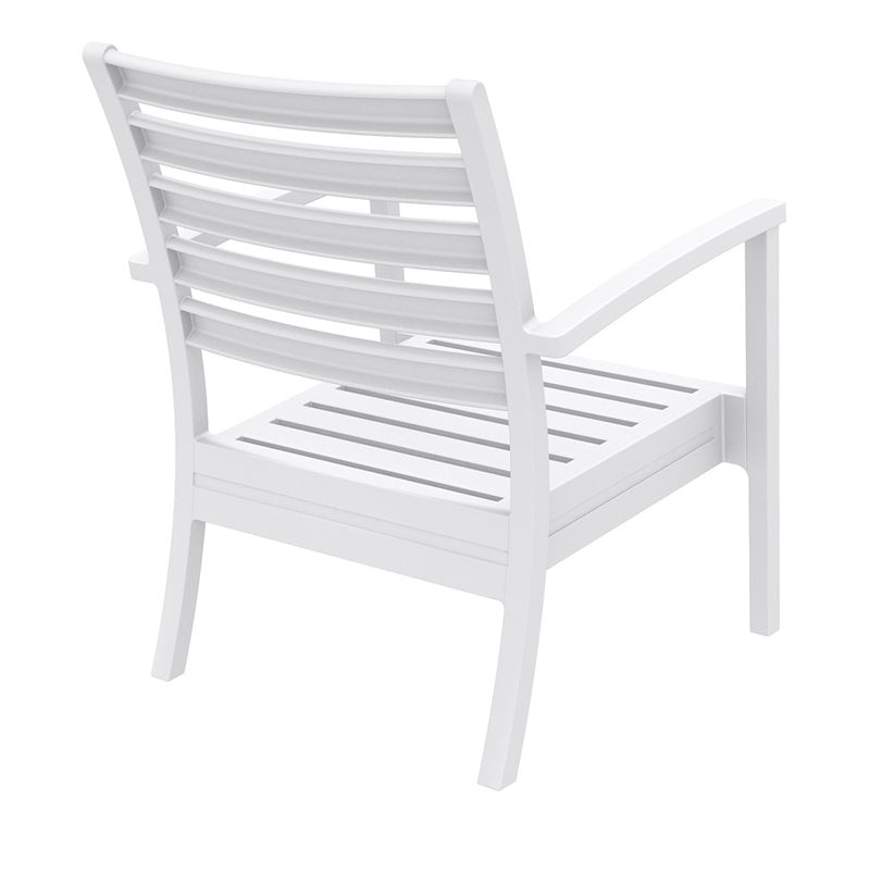 Compamia Artemis XL Club Chair in White with Acrylic Fabric Charcoal Cushions