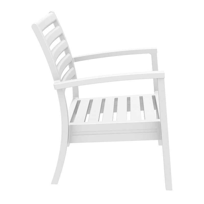 Compamia Artemis XL Club Chair in White with Acrylic Fabric Charcoal Cushions