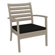 Artemis XL Club 7 Piece Patio Set in Taupe with Acrylic Fabric Black Cushions