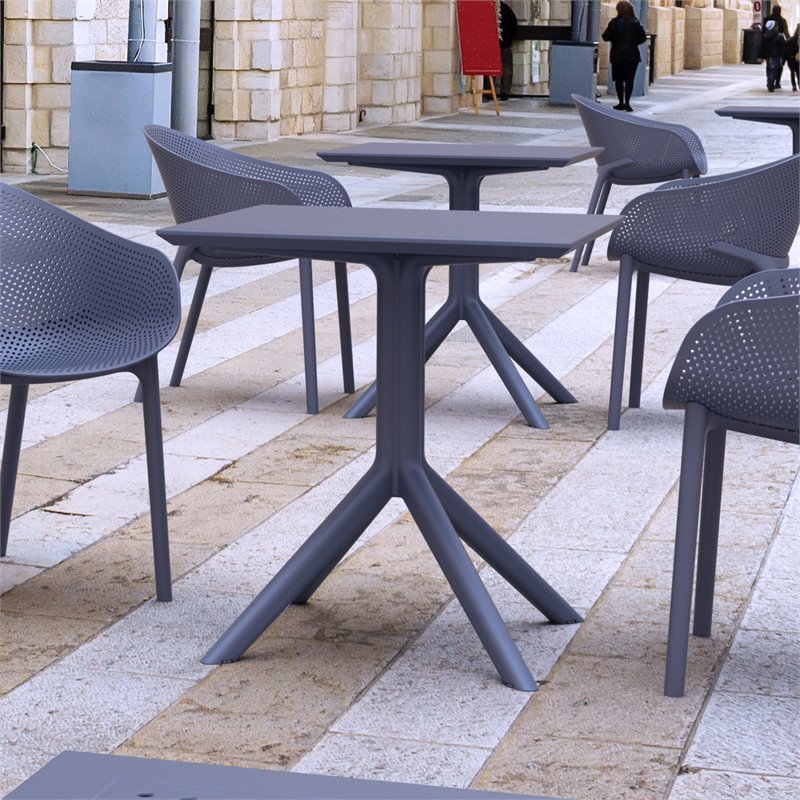 Compamia Sky 27 inch Square Dining in Dark Gray Finish