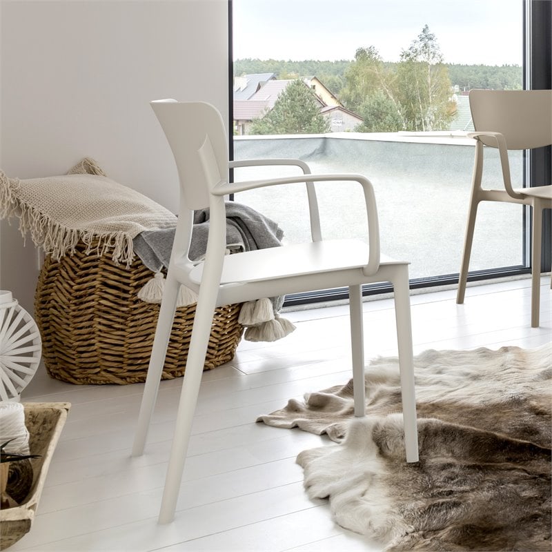 Compamia Lisa Outdoor Dining Arm Chair in White Finish