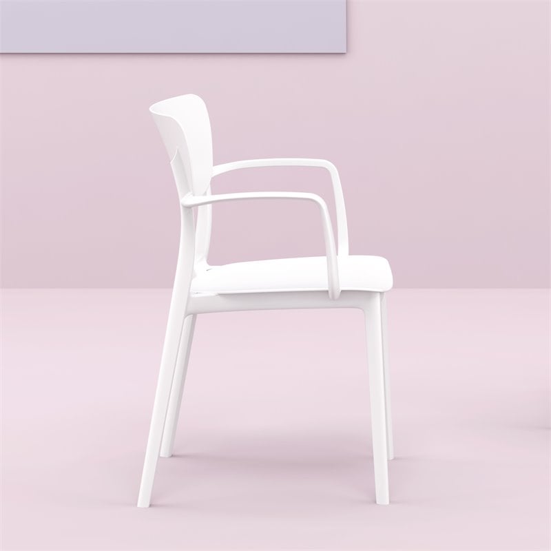 Compamia Lisa Outdoor Dining Arm Chair in White Finish
