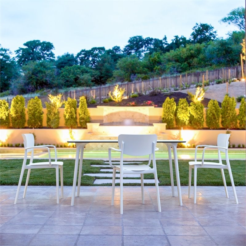 Compamia Lisa Outdoor Dining Arm Chair in White Finish