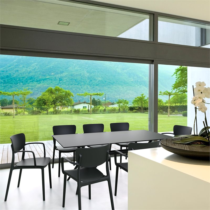 Compamia Lisa Outdoor Dining Arm Chair in Black Finish