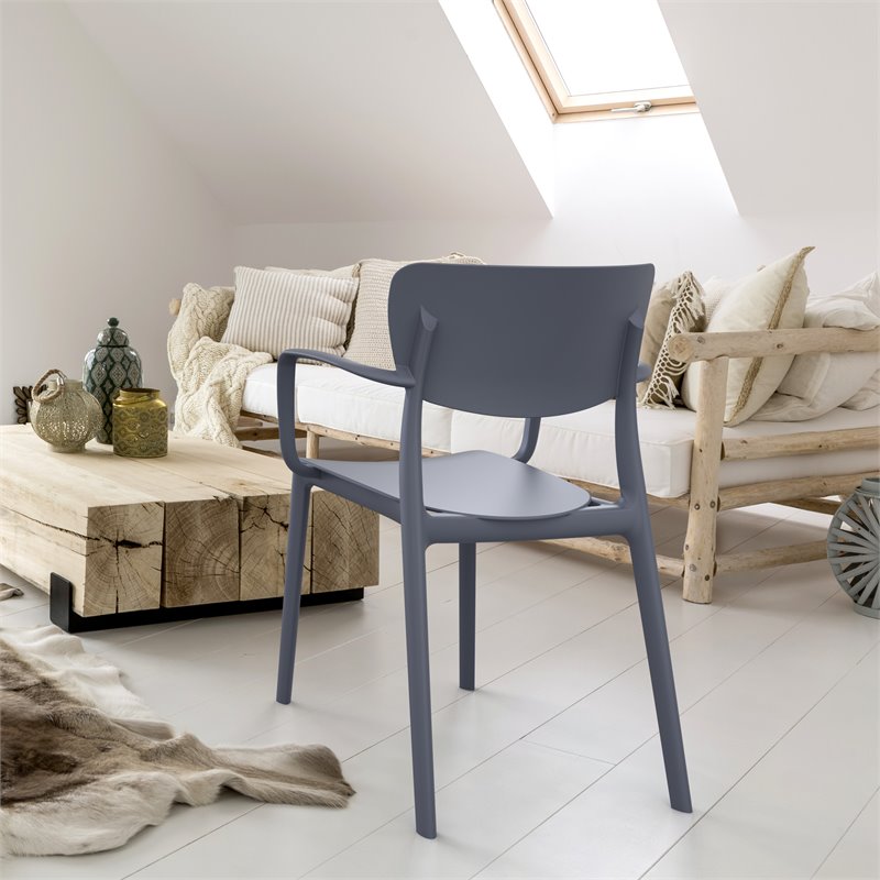 Compamia Lisa Dining Arm Chair in Dark Gray Finish