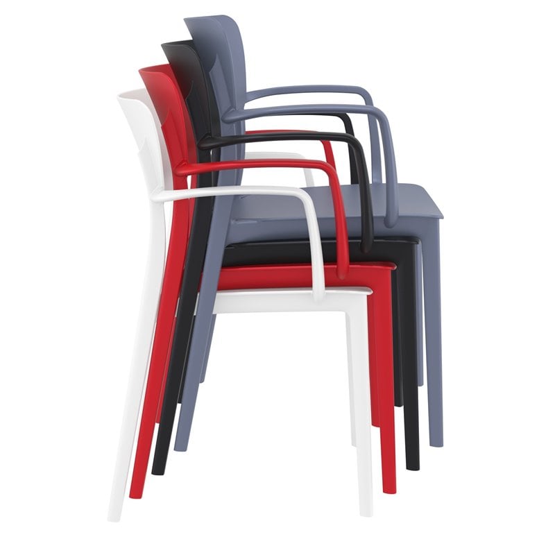 Compamia Lisa Dining Arm Chair in Dark Gray Finish
