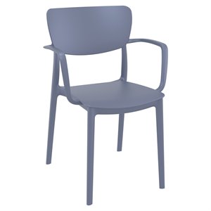 compamia lisa dining arm chair in dark gray finish