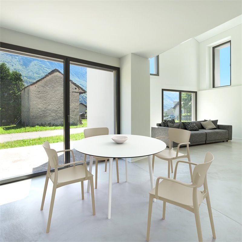 Compamia Lisa Outdoor Dining Arm Chair in Taupe Finish
