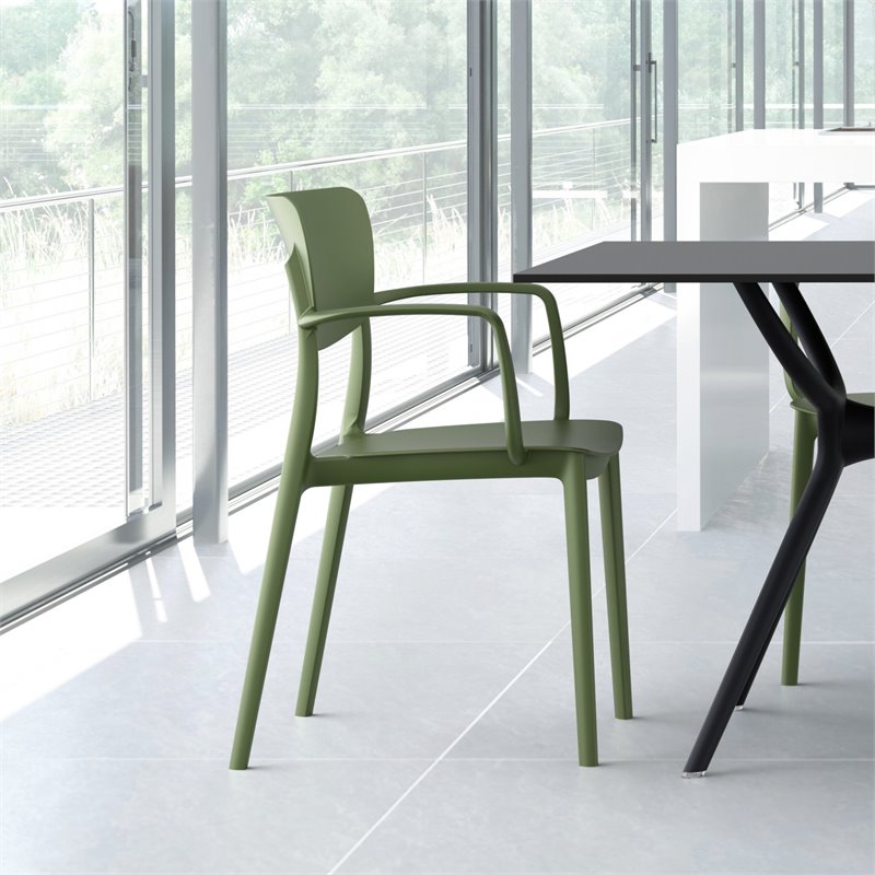 Compamia Lisa Dining Arm Chair in Olive Green finish