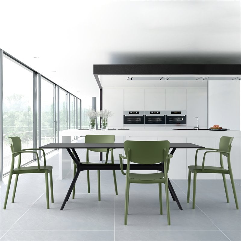 Compamia Lisa Dining Arm Chair in Olive Green finish