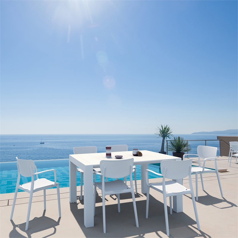 Compamia Loft Indoor and Outdoor Dining Arm Chair in White