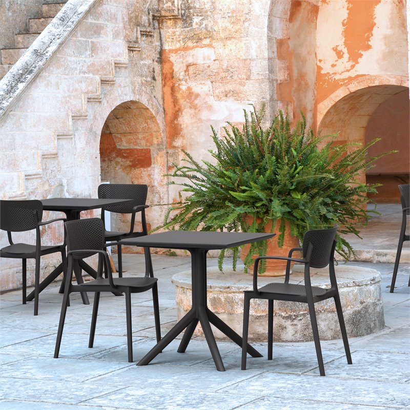Compamia Loft Indoor and Outdoor Dining Arm Chair in Black
