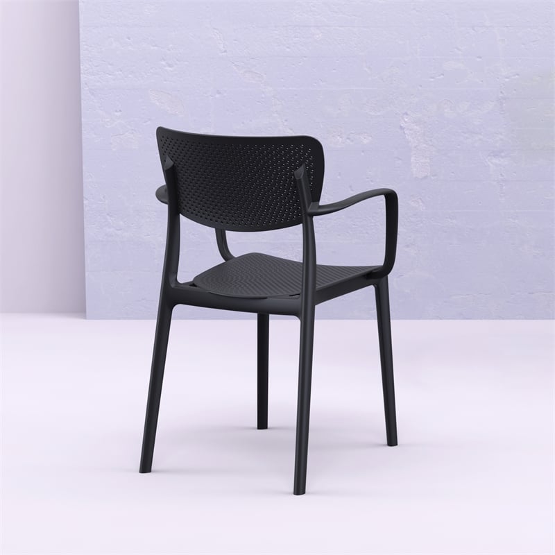 Compamia Loft Indoor and Outdoor Dining Arm Chair in Black