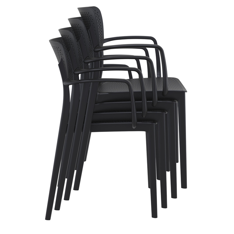 Compamia Loft Indoor and Outdoor Dining Arm Chair in Black