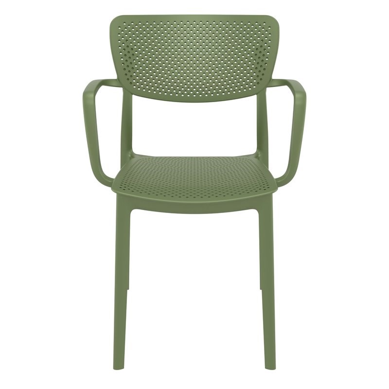 Compamia Loft Indoor Outdoor Dining Arm Chair in Olive Green