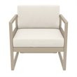 Mykonos Patio Club Chair Taupe with Acrylic Fabric Natural Cushions