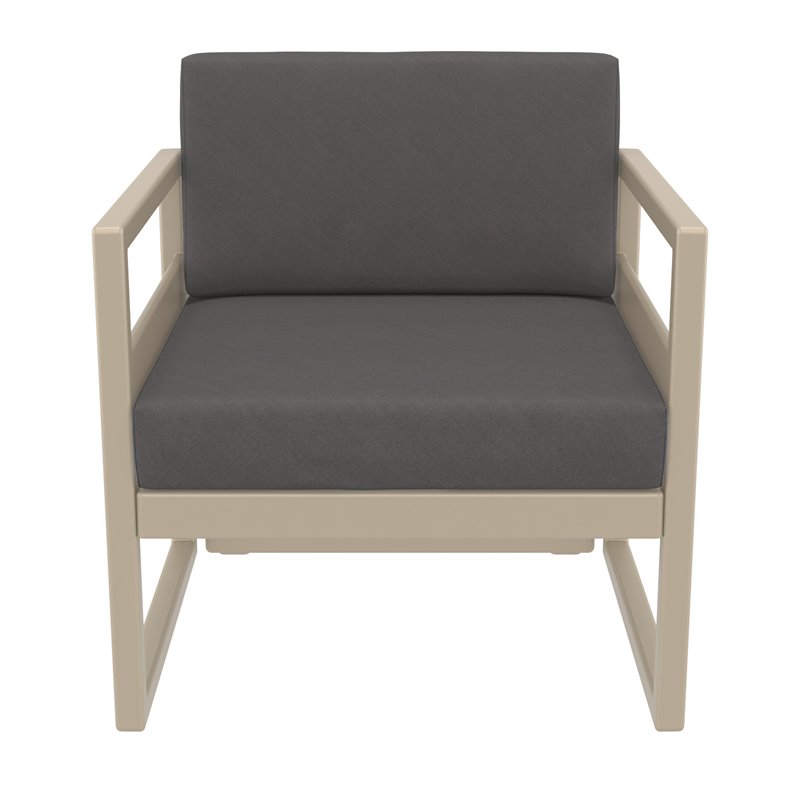 Mykonos Patio Club Chair Taupe with Acrylic Fabric Charcoal Cushions