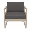 Mykonos Patio Club Chair Taupe with Acrylic Fabric Charcoal Cushions