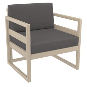 Mykonos Patio Club Chair Taupe with Acrylic Fabric Charcoal Cushions