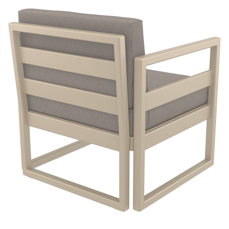 Mykonos Patio Club Chair Taupe with Acrylic Fabric Taupe Cushions