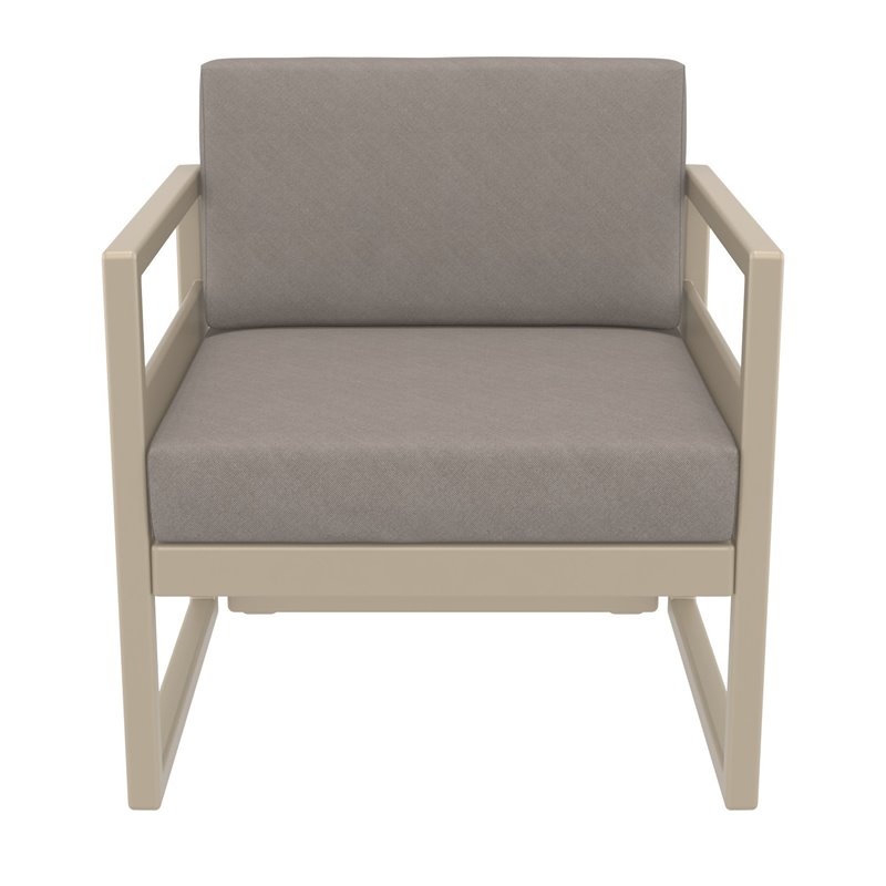 Mykonos Patio Club Chair Taupe with Acrylic Fabric Taupe Cushions