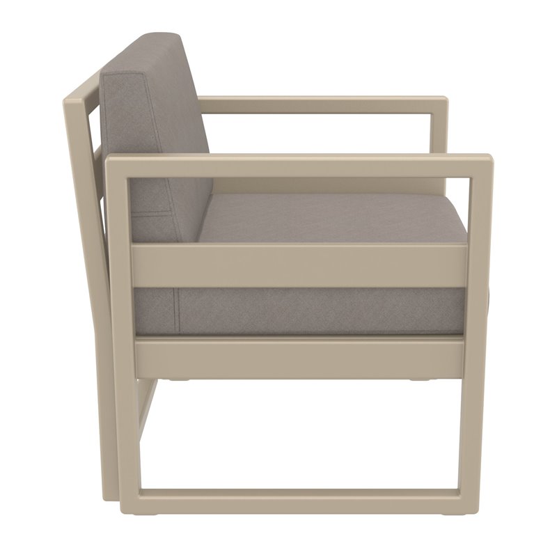 Mykonos Patio Club Chair Taupe with Acrylic Fabric Taupe Cushions
