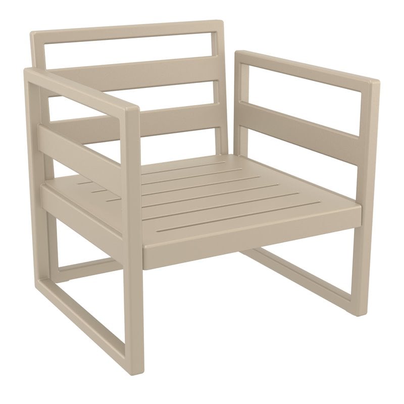 Mykonos Patio Club Chair Taupe with Acrylic Fabric Taupe Cushions