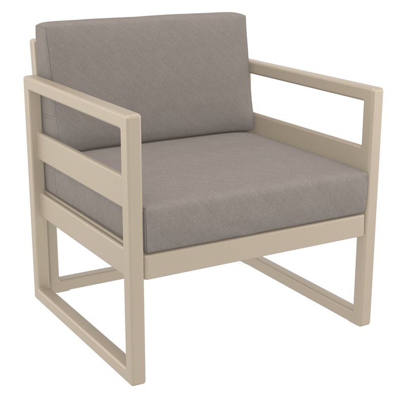 Mykonos Patio Club Chair Taupe with Acrylic Fabric Taupe Cushions