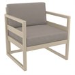Mykonos Patio Club Chair Taupe with Acrylic Fabric Taupe Cushions