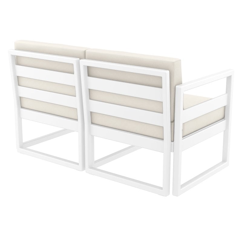 Mykonos Patio Loveseat White with Acrylic Fabric Natural Cushions