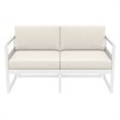 Mykonos Patio Loveseat White with Acrylic Fabric Natural Cushions