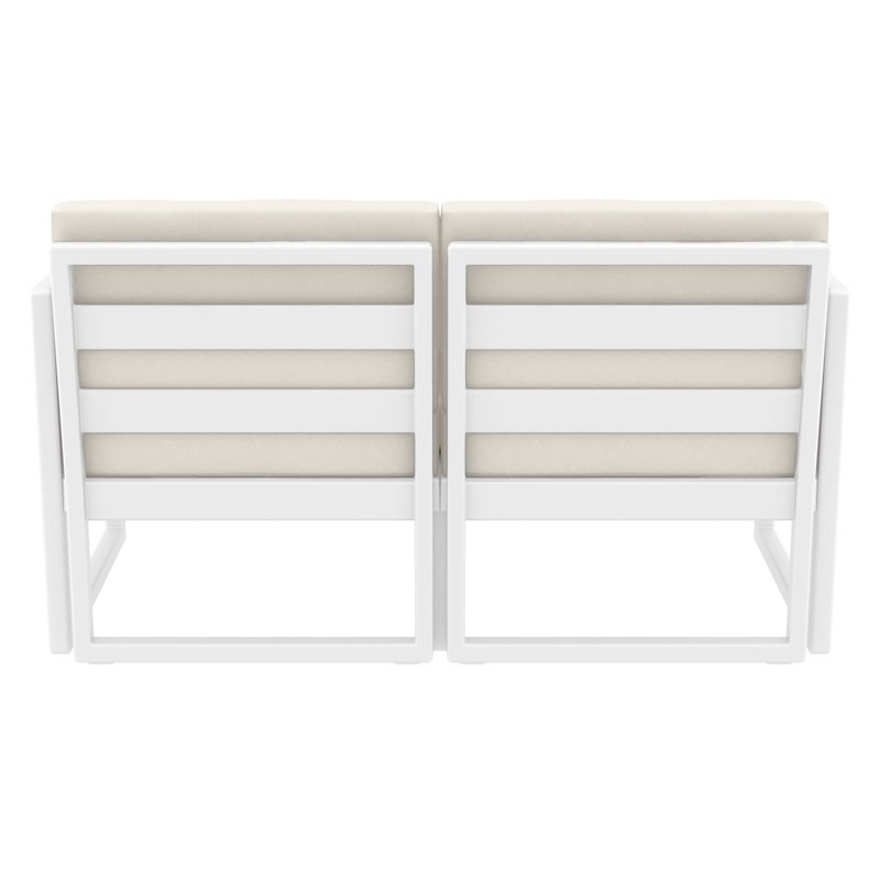 Mykonos Patio Loveseat White with Acrylic Fabric Natural Cushions