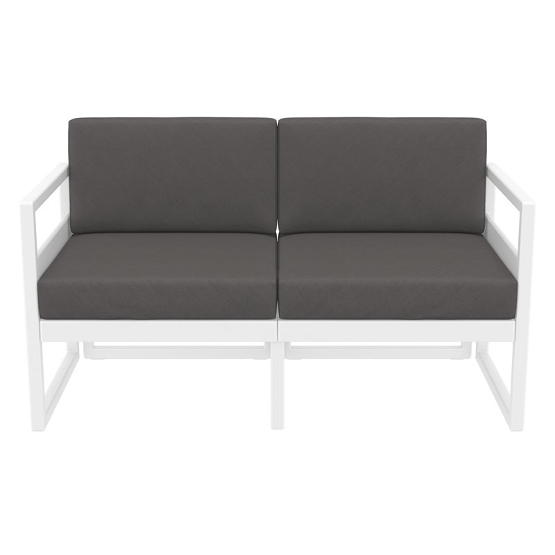 Mykonos Patio Loveseat White with Acrylic Fabric Charcoal Cushions