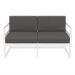 Mykonos Patio Loveseat White with Acrylic Fabric Charcoal Cushions