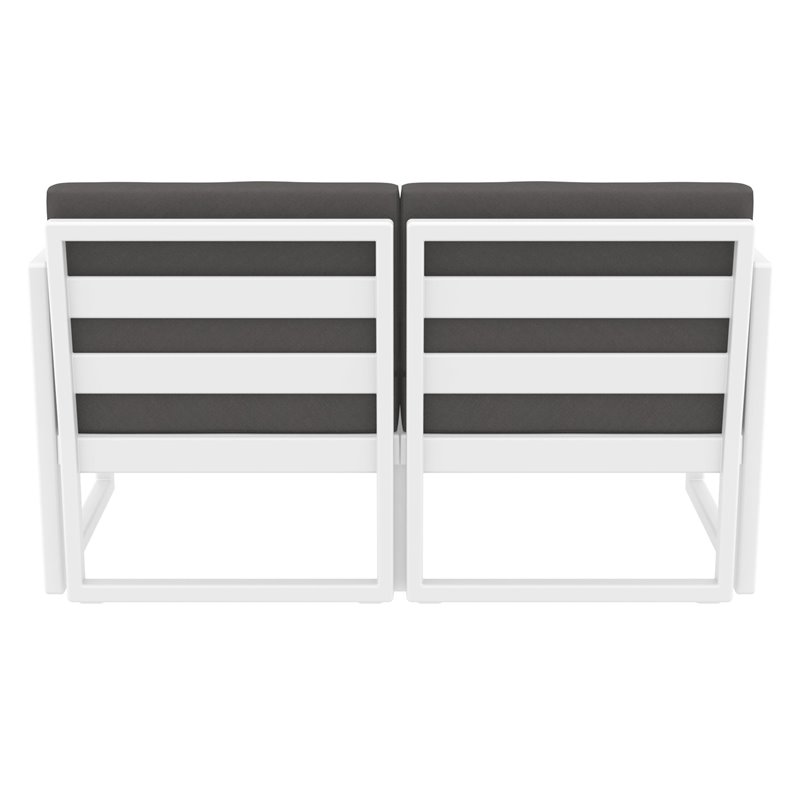 Mykonos Patio Loveseat White with Acrylic Fabric Charcoal Cushions