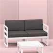 Mykonos Patio Loveseat White with Acrylic Fabric Charcoal Cushions