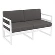 Mykonos Patio Loveseat White with Acrylic Fabric Charcoal Cushions