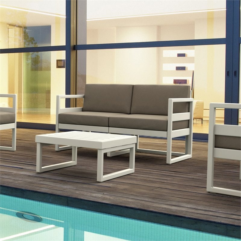 Mykonos Patio Loveseat White with Acrylic Fabric Cushions