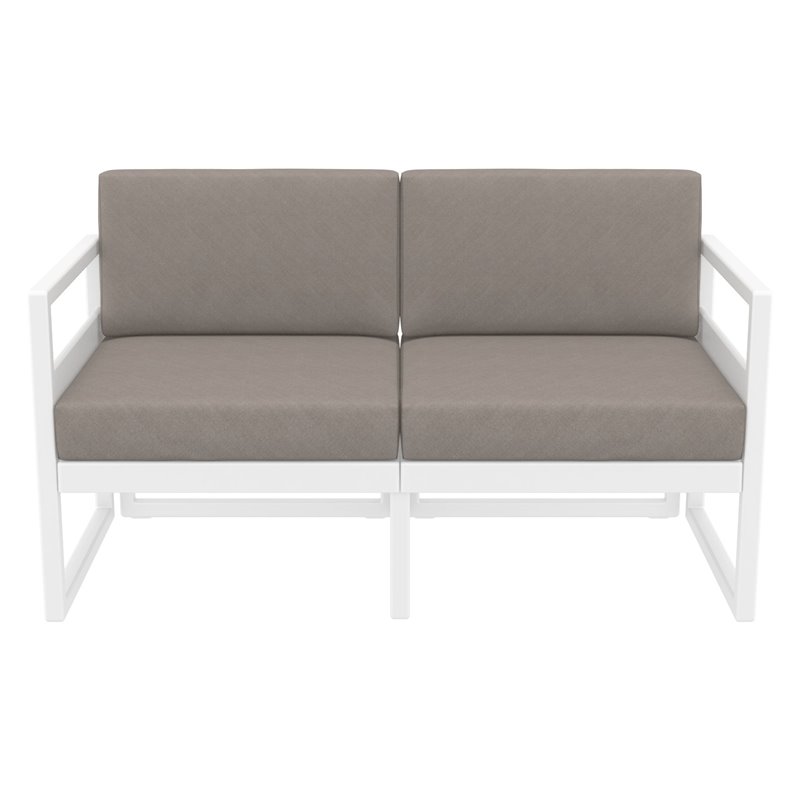Mykonos Patio Loveseat White with Acrylic Fabric Cushions