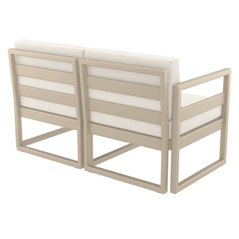Mykonos Patio Loveseat Taupe with Acrylic Fabric Natural Cushions