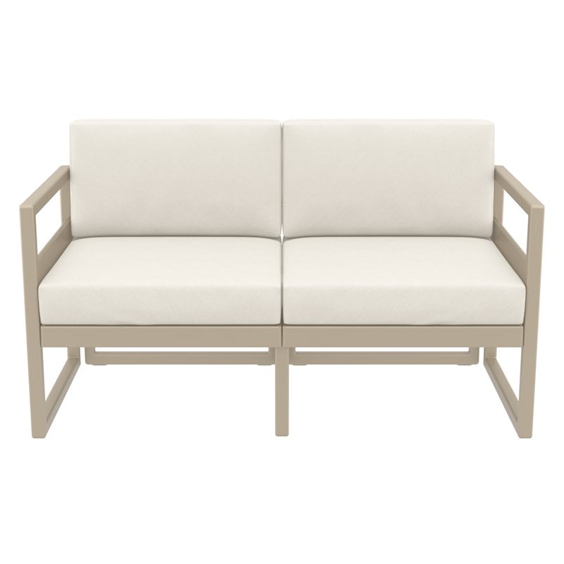 Mykonos Patio Loveseat Taupe with Acrylic Fabric Natural Cushions
