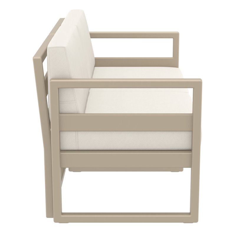 Mykonos Patio Loveseat Taupe with Acrylic Fabric Natural Cushions