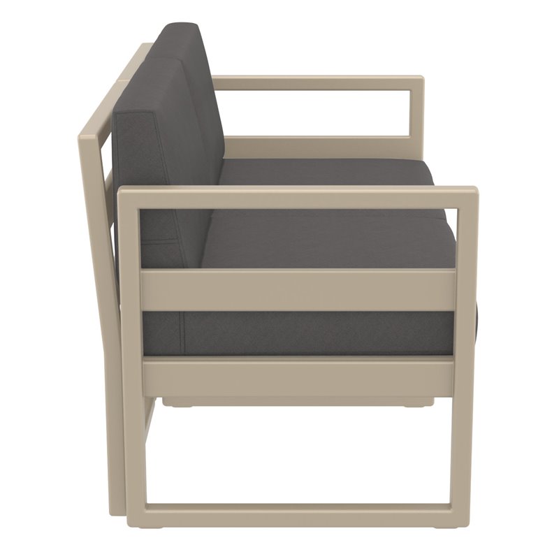 Mykonos Patio Loveseat Taupe with Acrylic Fabric Charcoal Cushions