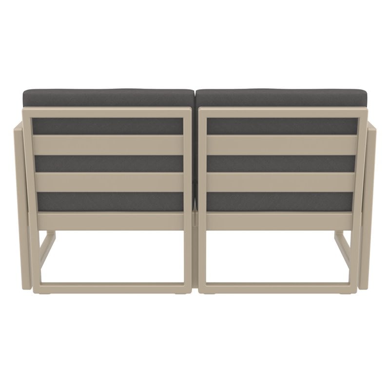Mykonos Patio Loveseat Taupe with Acrylic Fabric Charcoal Cushions
