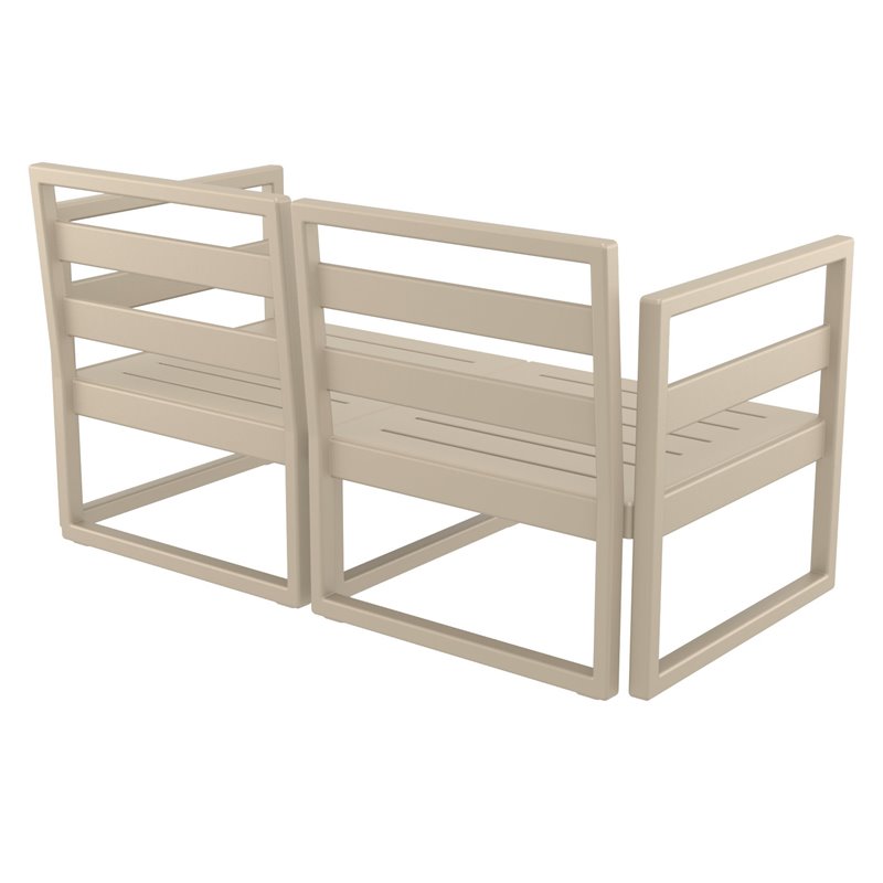 Mykonos Patio Loveseat Taupe with Acrylic Fabric Charcoal Cushions