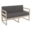 Mykonos Patio Loveseat Taupe with Acrylic Fabric Charcoal Cushions
