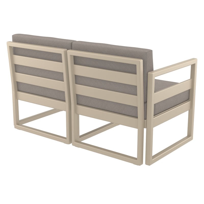 Mykonos Patio Loveseat Taupe with Acrylic Fabric Taupe Cushions